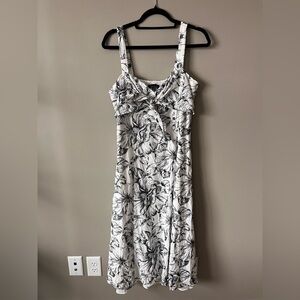 White House Black Market 100% Cotton Floral Tie Front Maxi Dress